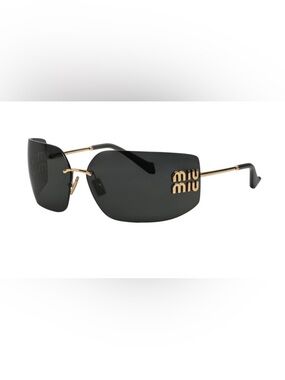 Miu Miu Black Lens Rimless Sunglasses with Gold Logo
